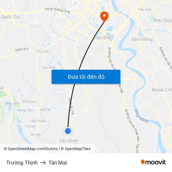 Trường Thịnh to Tân Mai map