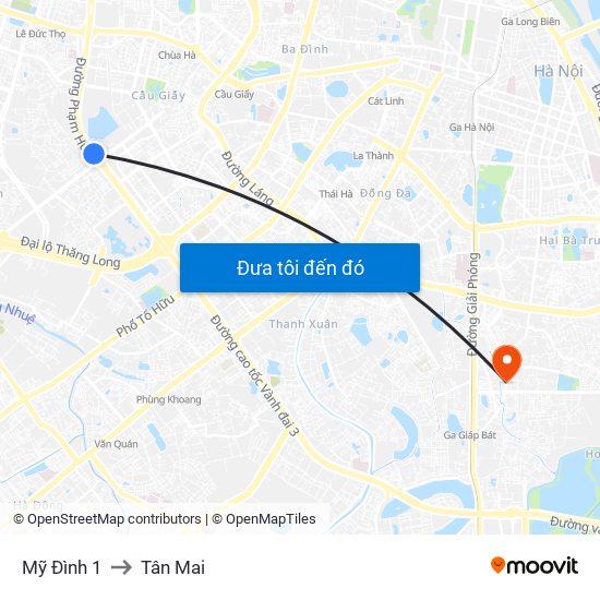 Mỹ Đình 1 to Tân Mai map
