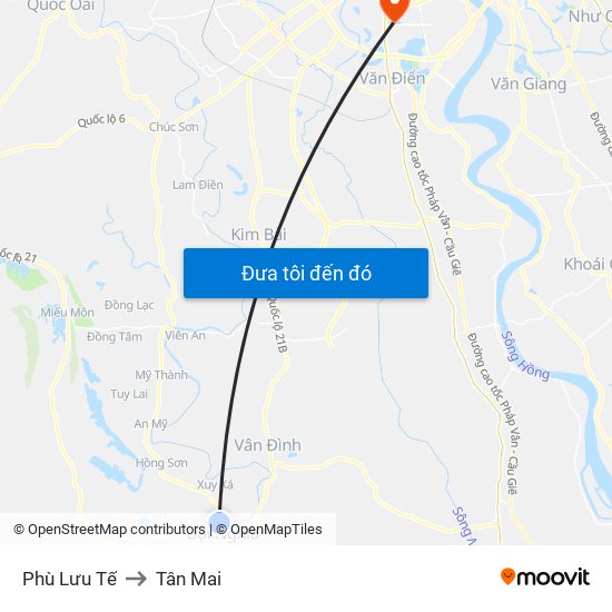 Phù Lưu Tế to Tân Mai map