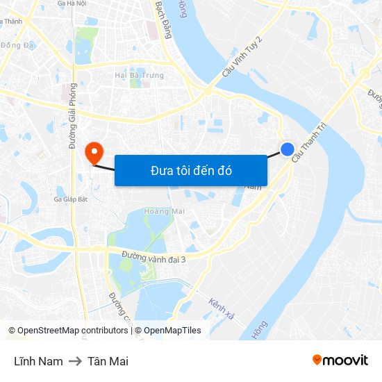 Lĩnh Nam to Tân Mai map