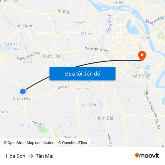 Hòa Sơn to Tân Mai map