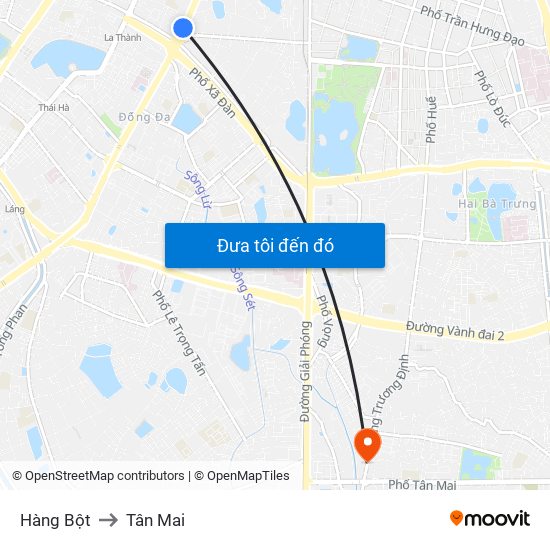 Hàng Bột to Tân Mai map