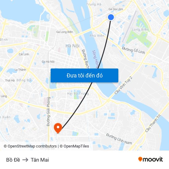 Bồ Đề to Tân Mai map