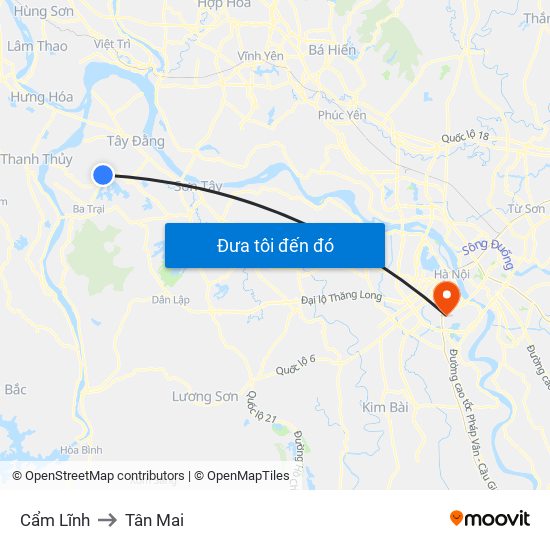 Cẩm Lĩnh to Tân Mai map