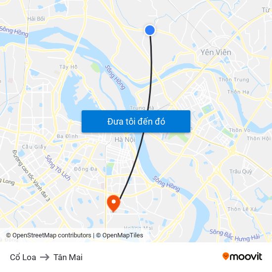Cổ Loa to Tân Mai map
