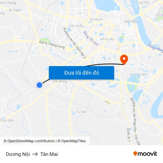 Dương Nội to Tân Mai map