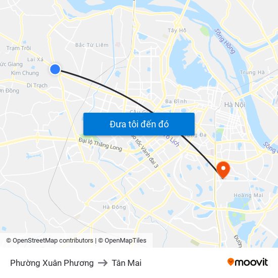 Phường Xuân Phương to Tân Mai map