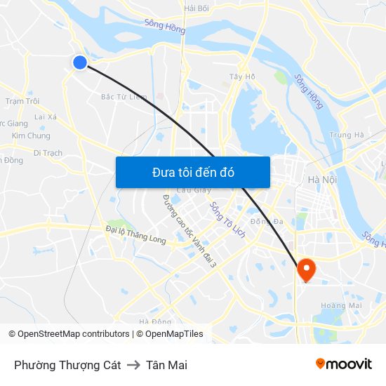 Phường Thượng Cát to Tân Mai map
