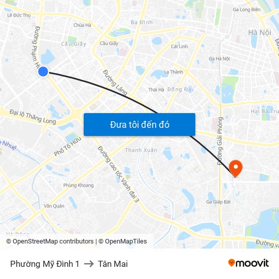 Phường Mỹ Đình 1 to Tân Mai map