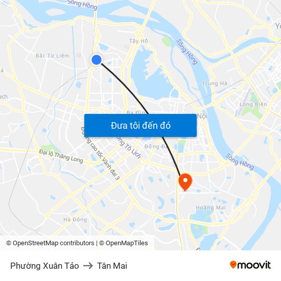 Phường Xuân Tảo to Tân Mai map