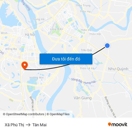 Xã Phú Thị to Tân Mai map