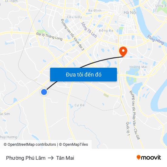 Phường Phú Lãm to Tân Mai map