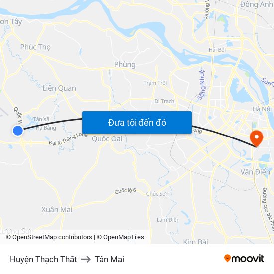 Huyện Thạch Thất to Tân Mai map