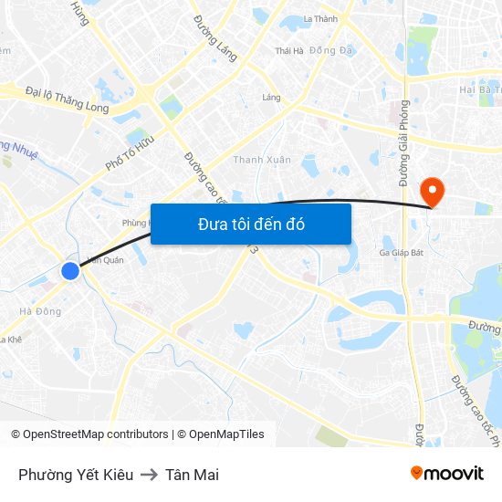 Phường Yết Kiêu to Tân Mai map