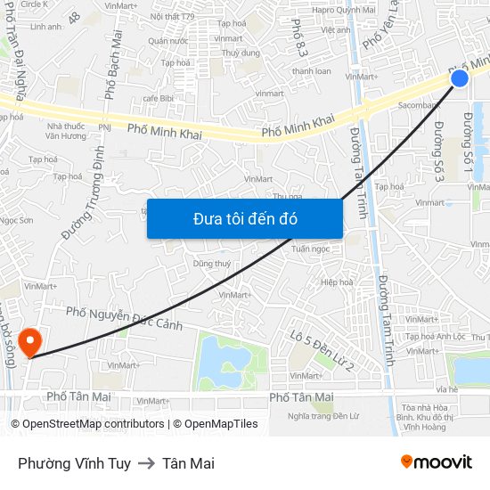 Phường Vĩnh Tuy to Tân Mai map