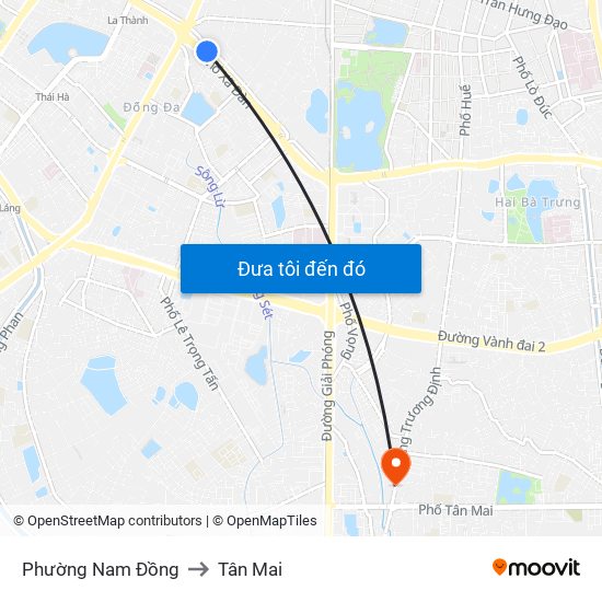 Phường Nam Đồng to Tân Mai map