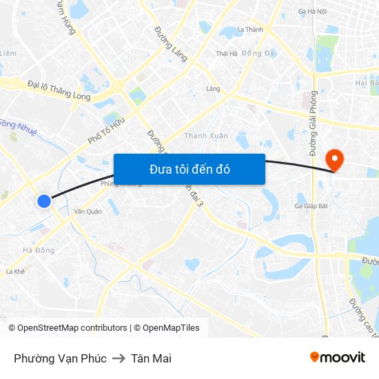 Phường Vạn Phúc to Tân Mai map