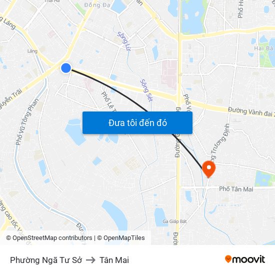 Phường Ngã Tư Sở to Tân Mai map