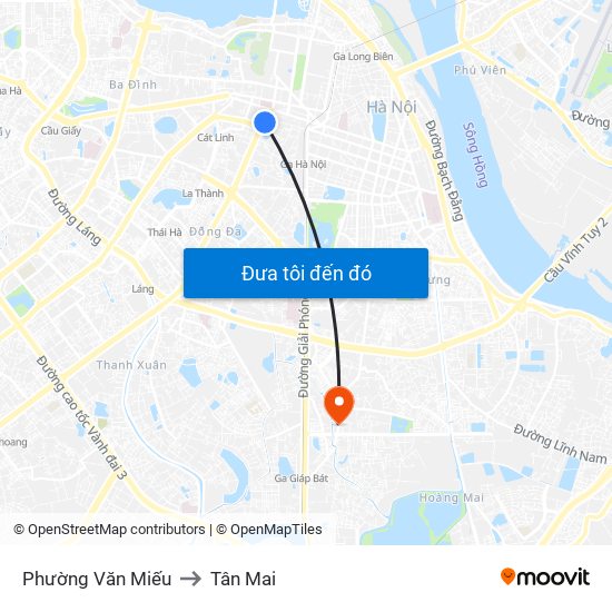 Phường Văn Miếu to Tân Mai map