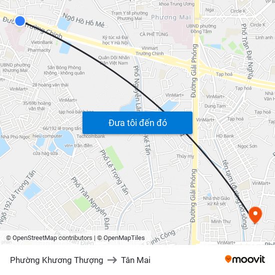 Phường Khương Thượng to Tân Mai map