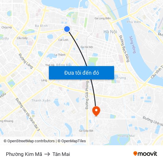 Phường Kim Mã to Tân Mai map