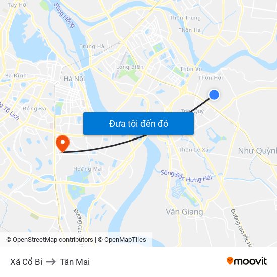 Xã Cổ Bi to Tân Mai map