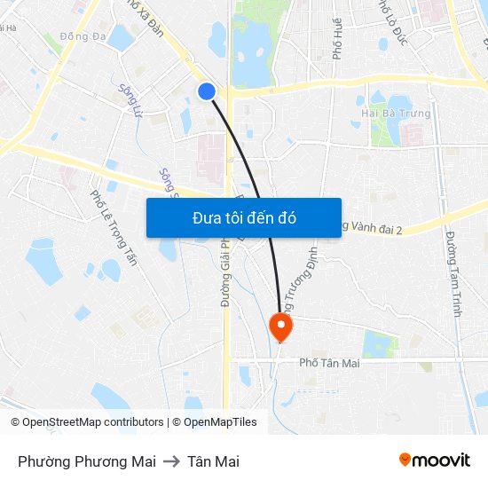 Phường Phương Mai to Tân Mai map