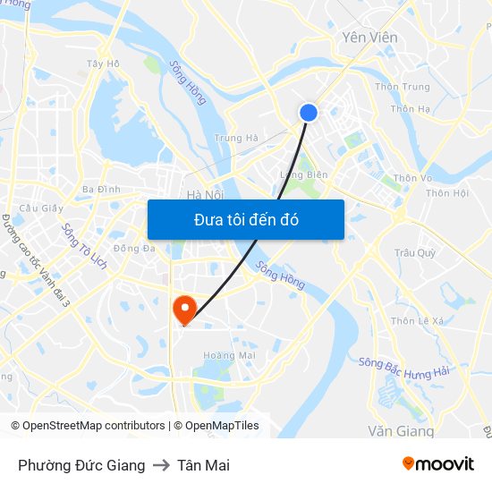 Phường Đức Giang to Tân Mai map