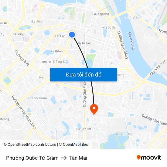 Phường Quốc Tử Giám to Tân Mai map