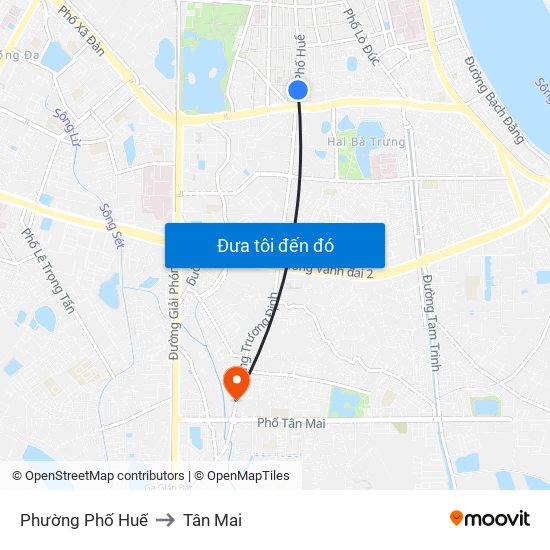 Phường Phố Huế to Tân Mai map