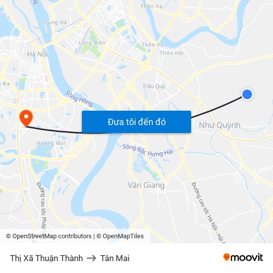 Thị Xã Thuận Thành to Tân Mai map