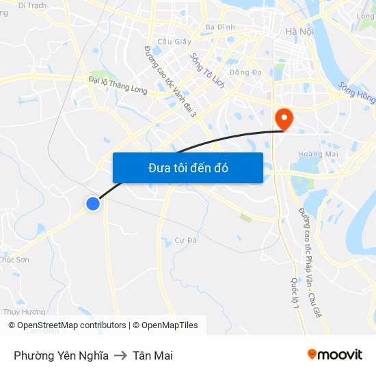 Phường Yên Nghĩa to Tân Mai map