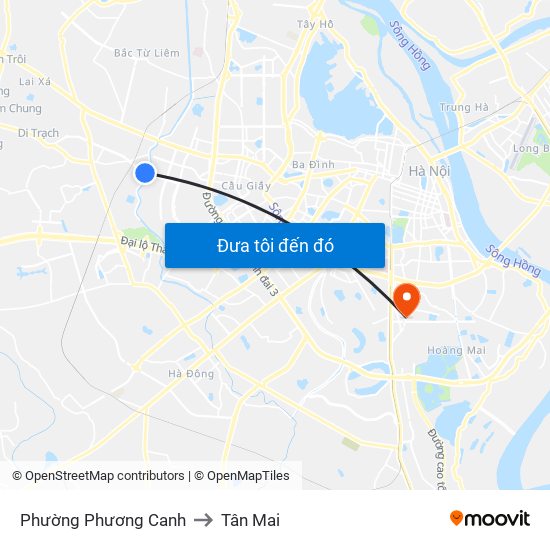 Phường Phương Canh to Tân Mai map