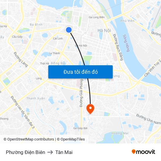 Phường Điện Biên to Tân Mai map