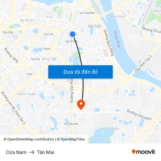 Cửa Nam to Tân Mai map