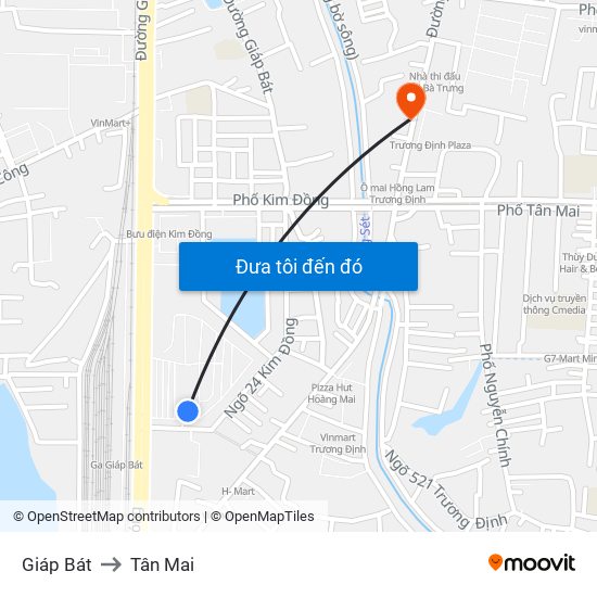 Giáp Bát to Tân Mai map