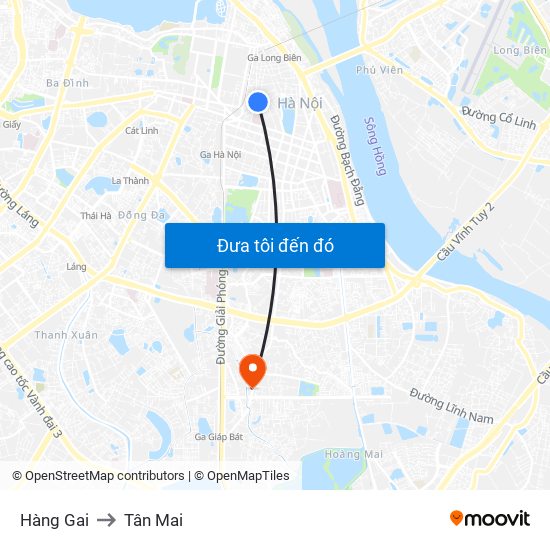 Hàng Gai to Tân Mai map