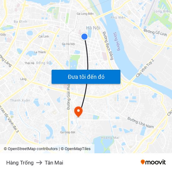 Hàng Trống to Tân Mai map