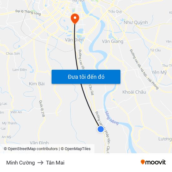 Minh Cường to Tân Mai map