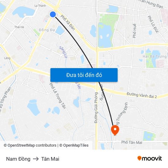 Nam Đồng to Tân Mai map