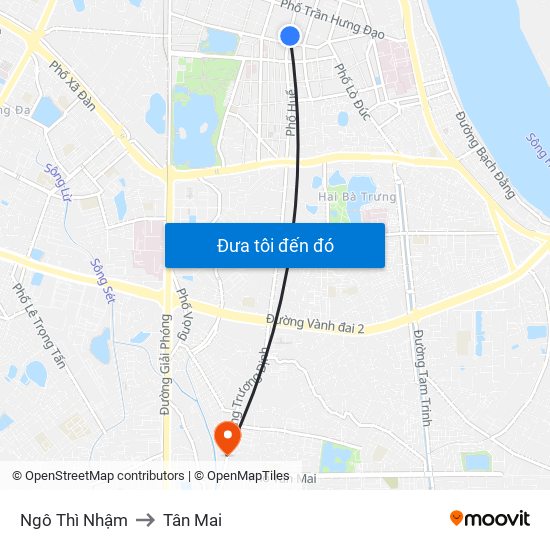 Ngô Thì Nhậm to Tân Mai map