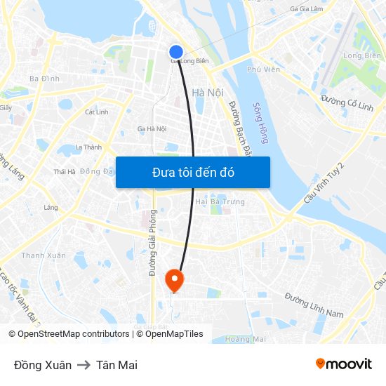 Đồng Xuân to Tân Mai map