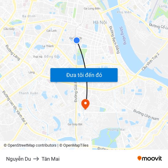 Nguyễn Du to Tân Mai map