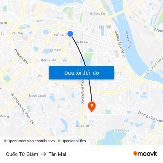 Quốc Tử Giám to Tân Mai map