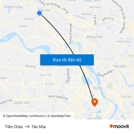 Tiền Châu to Tân Mai map