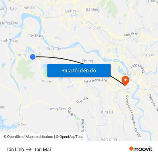 Tản Lĩnh to Tân Mai map