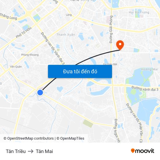 Tân Triều to Tân Mai map