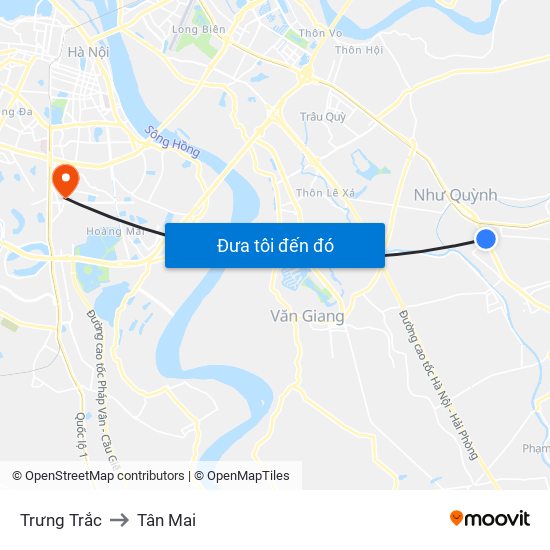 Trưng Trắc to Tân Mai map