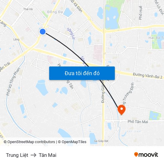 Trung Liệt to Tân Mai map