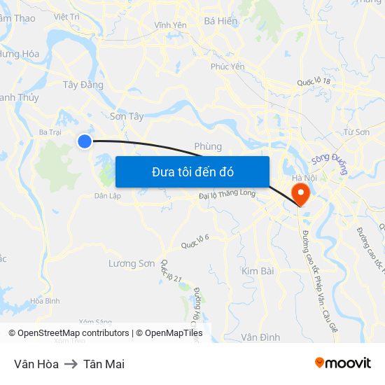 Vân Hòa to Tân Mai map